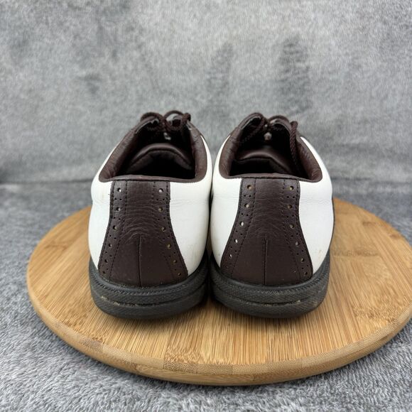 FootJoy Golf Shoes Mens Size 8.5 White Brown Leather Spiked Sneakers 57703 main image 9